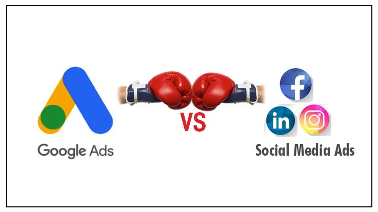 Google Ads vs Social Media Ads comparison for lead generation and brand awareness